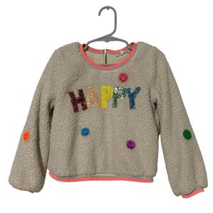 Baby Sara Sherpa “HAPPY” Smiley Face Sweatshirt Top